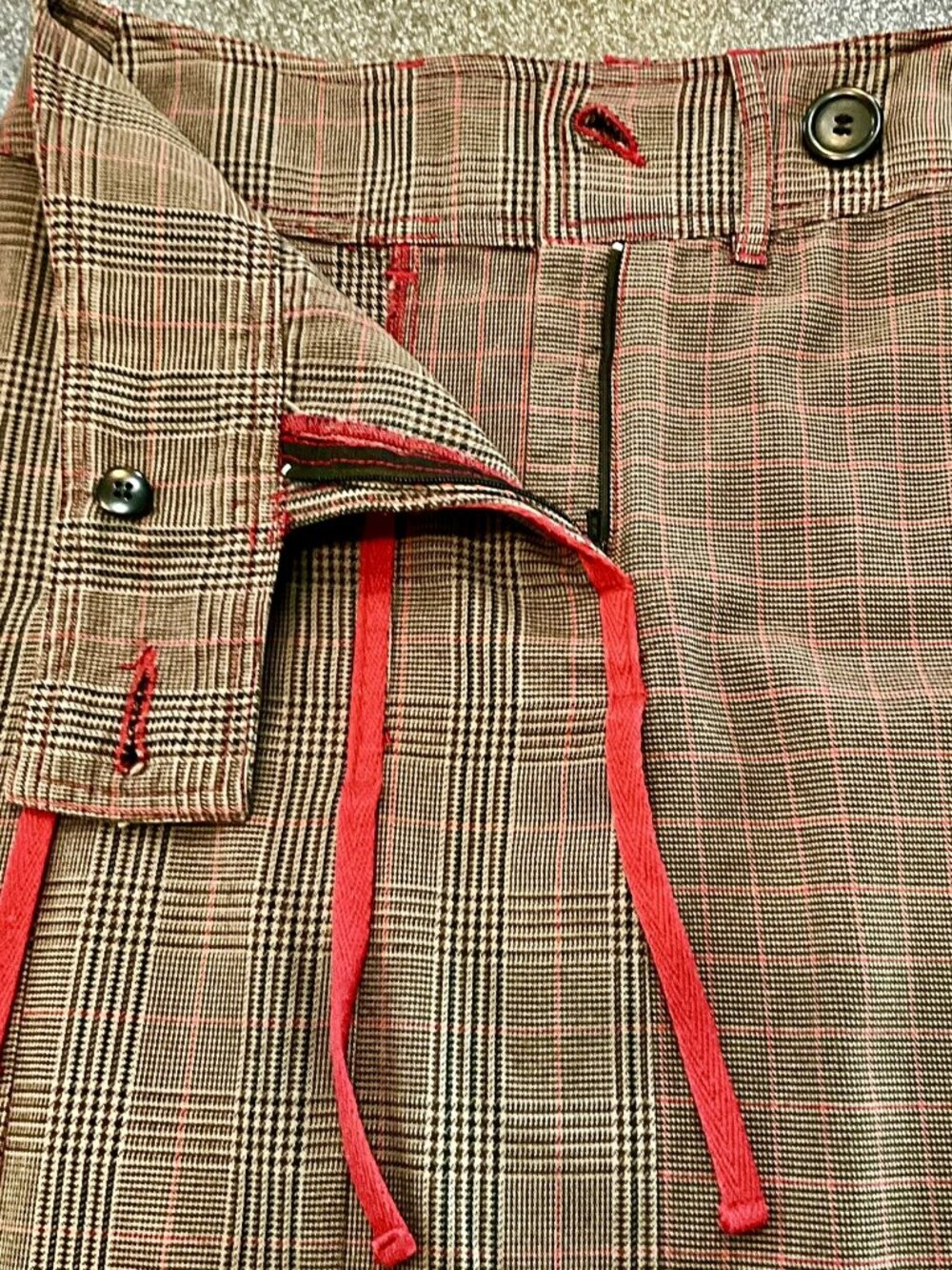 Promod Asymmetrical Plaid Skirt Red Trim Size EU 38 France - Picture 6 of 10